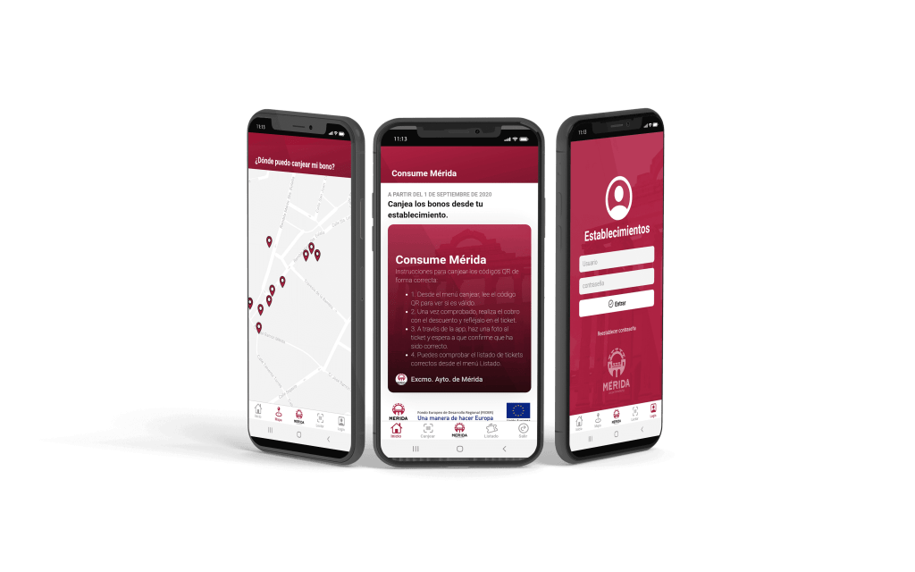 Capturas de pantalla de la funcionalidad de la App de Consume Mérida