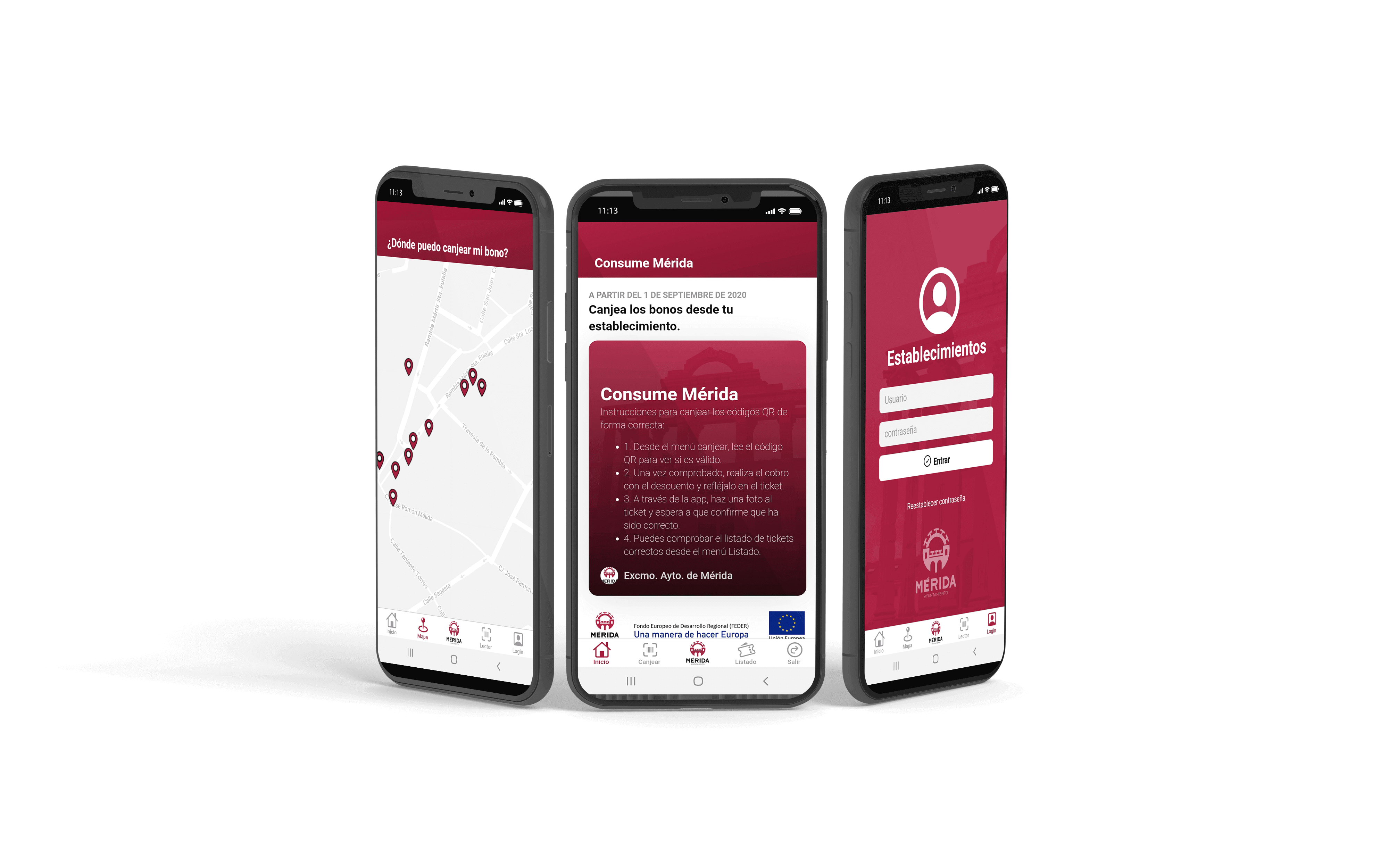 Capturas de pantalla de la funcionalidad de la App de Consume Mérida