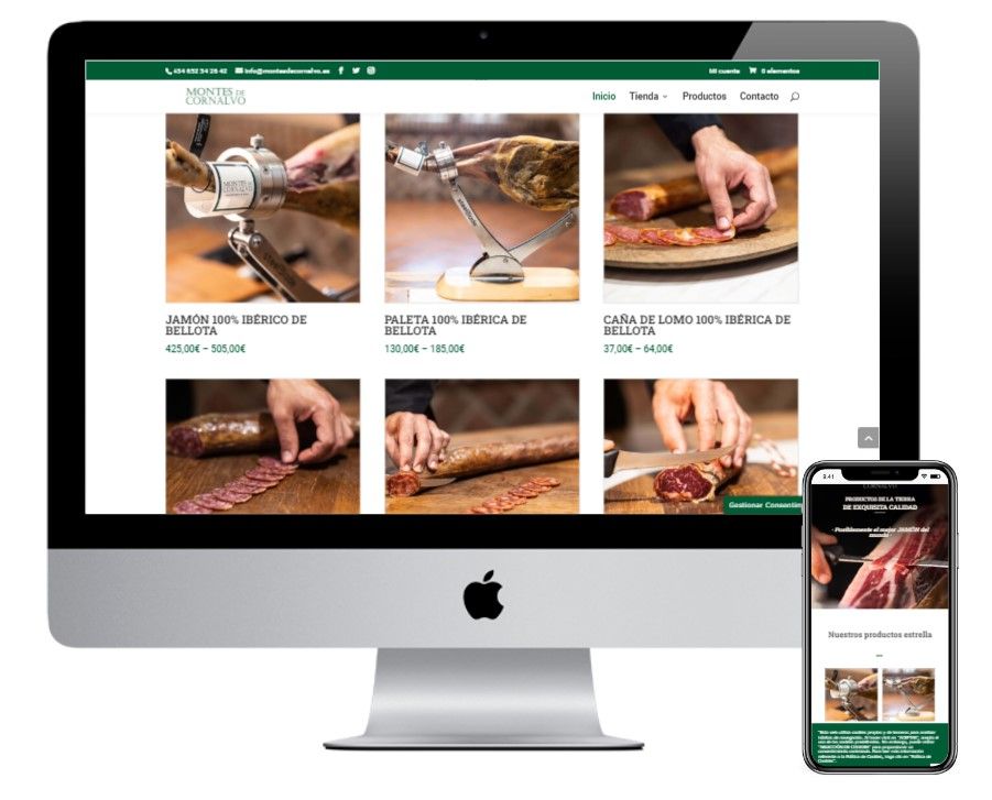 Diseño tienda online de jamones, embutidos y productos Gourmet